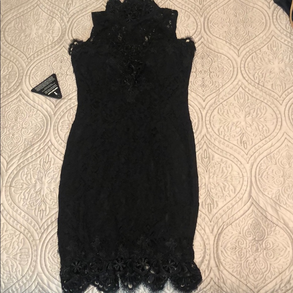NWT black lace mini dress 2